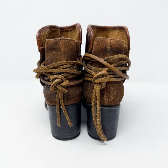 Freebird Brown Leather & Suede Casey Ankle Booties Sz 7 Made in Mexico Ankle Tie - Picture 4 of 10